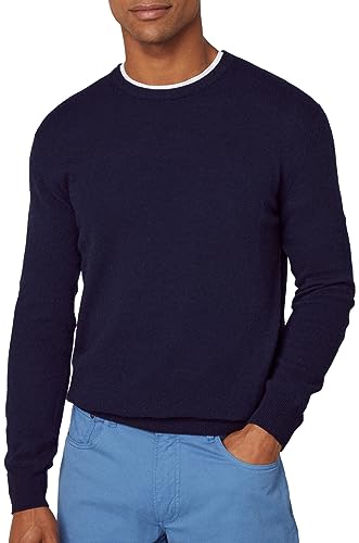 Hackett London Herren Merino Cash Mix Crew Pullover, Blue (Navy), im Sale